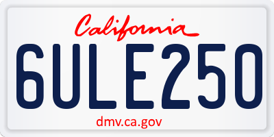 CA license plate 6ULE250