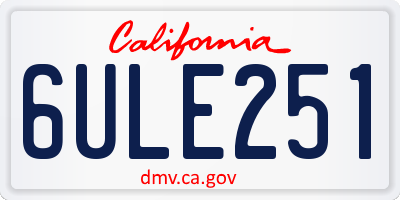 CA license plate 6ULE251