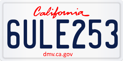 CA license plate 6ULE253