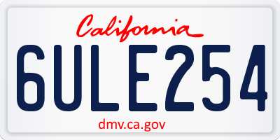 CA license plate 6ULE254