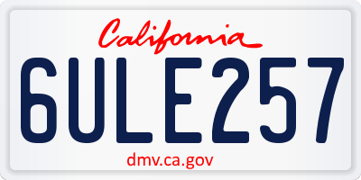 CA license plate 6ULE257