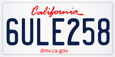 CA license plate 6ULE258