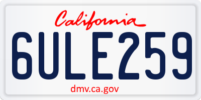 CA license plate 6ULE259