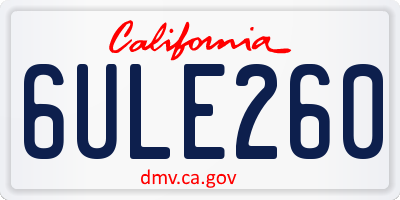 CA license plate 6ULE260