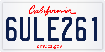 CA license plate 6ULE261