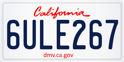 CA license plate 6ULE267