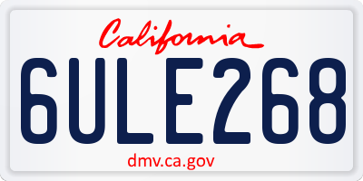 CA license plate 6ULE268