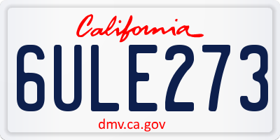 CA license plate 6ULE273