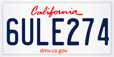 CA license plate 6ULE274