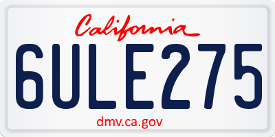 CA license plate 6ULE275