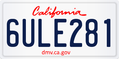 CA license plate 6ULE281