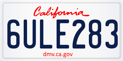 CA license plate 6ULE283