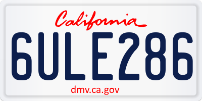 CA license plate 6ULE286