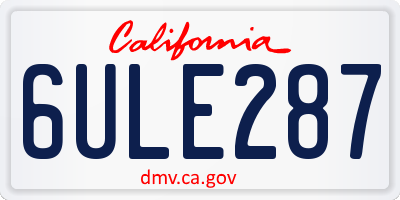 CA license plate 6ULE287
