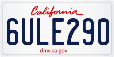CA license plate 6ULE290