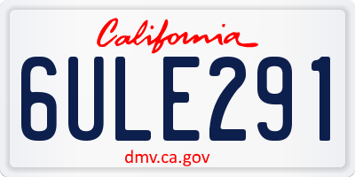 CA license plate 6ULE291
