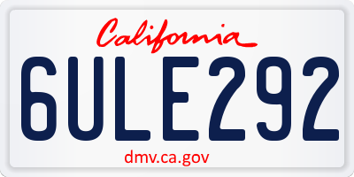 CA license plate 6ULE292