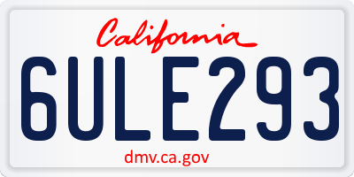 CA license plate 6ULE293