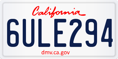 CA license plate 6ULE294