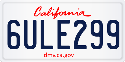 CA license plate 6ULE299