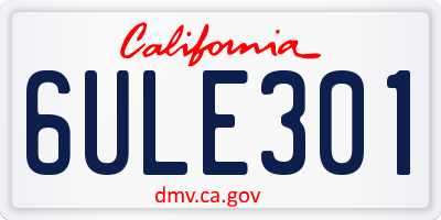 CA license plate 6ULE301