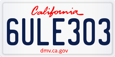 CA license plate 6ULE303