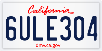 CA license plate 6ULE304