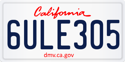 CA license plate 6ULE305