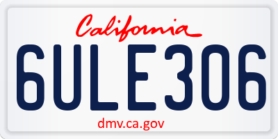CA license plate 6ULE306