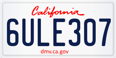 CA license plate 6ULE307
