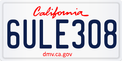 CA license plate 6ULE308