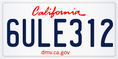 CA license plate 6ULE312