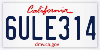 CA license plate 6ULE314