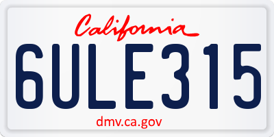 CA license plate 6ULE315