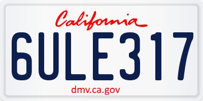 CA license plate 6ULE317