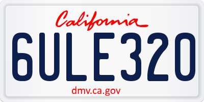 CA license plate 6ULE320