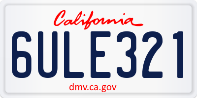 CA license plate 6ULE321