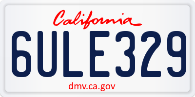 CA license plate 6ULE329