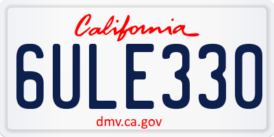 CA license plate 6ULE330