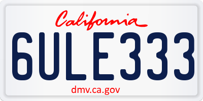 CA license plate 6ULE333