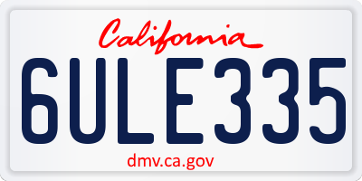 CA license plate 6ULE335