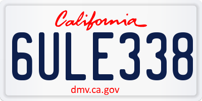 CA license plate 6ULE338