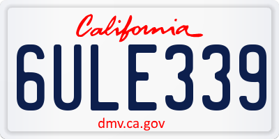 CA license plate 6ULE339