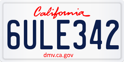 CA license plate 6ULE342