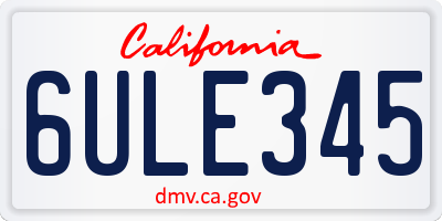 CA license plate 6ULE345