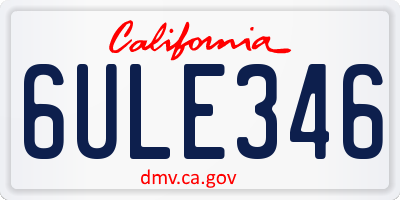 CA license plate 6ULE346
