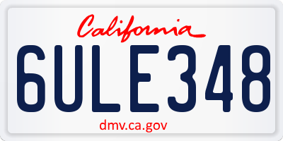 CA license plate 6ULE348