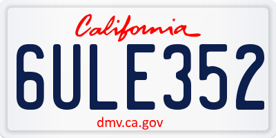 CA license plate 6ULE352