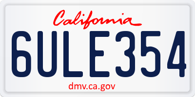 CA license plate 6ULE354