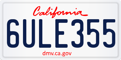 CA license plate 6ULE355